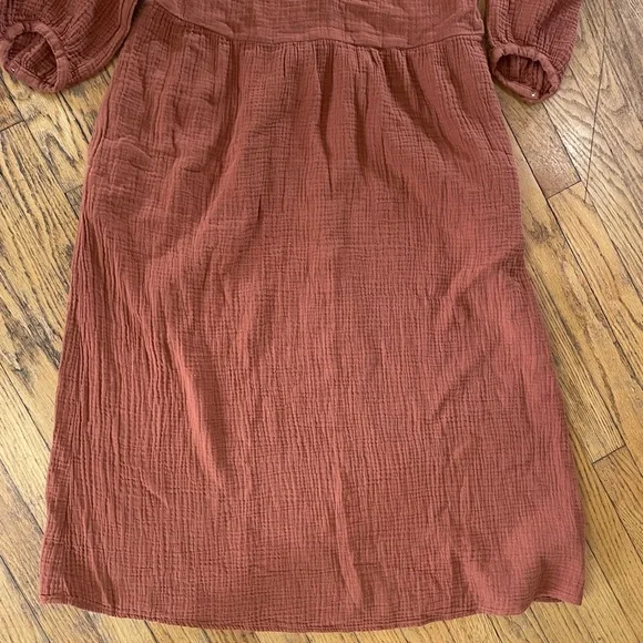 Madewell Lightspun Burnt Clay Orange Midi Dress Sz M New with Tags - Picture 13 of 13